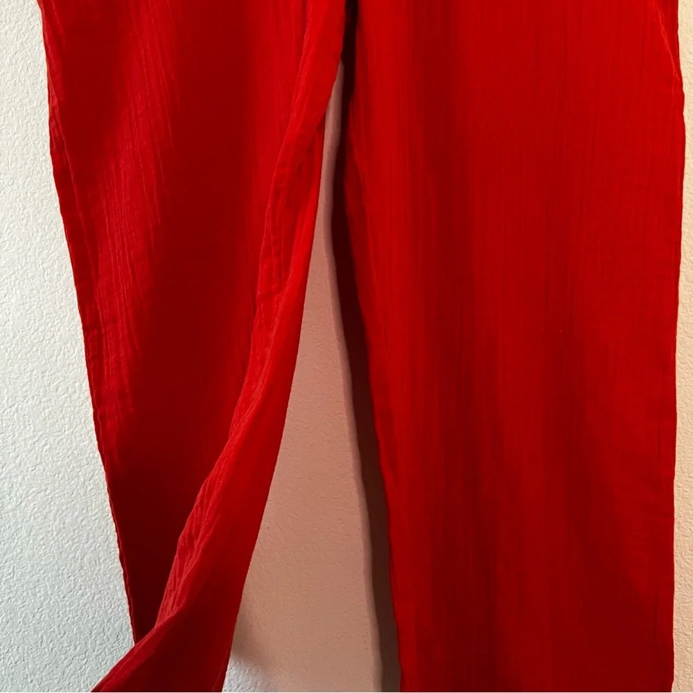 Pact Coastal Double Gauze Belted Jumpsuit Organic Cotton Red XS NWOT - Picture 11 of 16